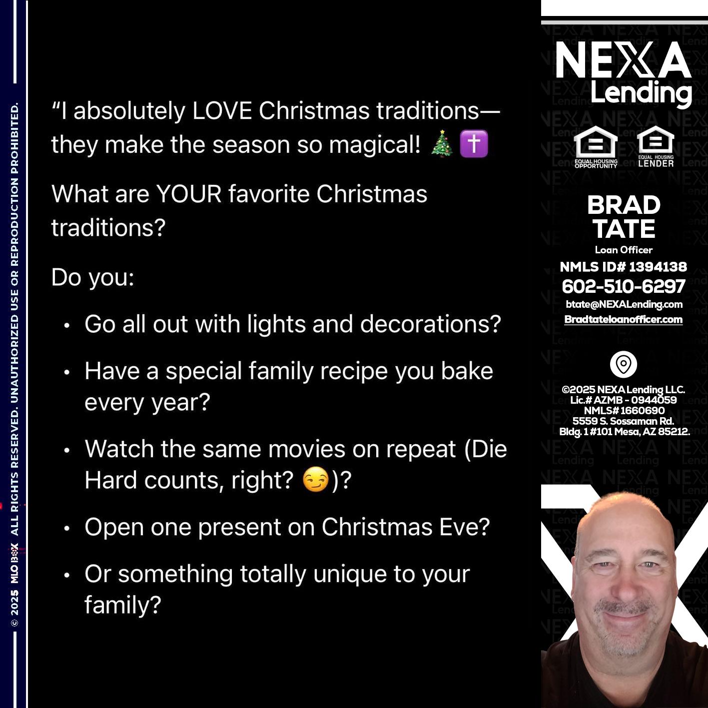 I love christmas - Brad Tate -Loan Officer