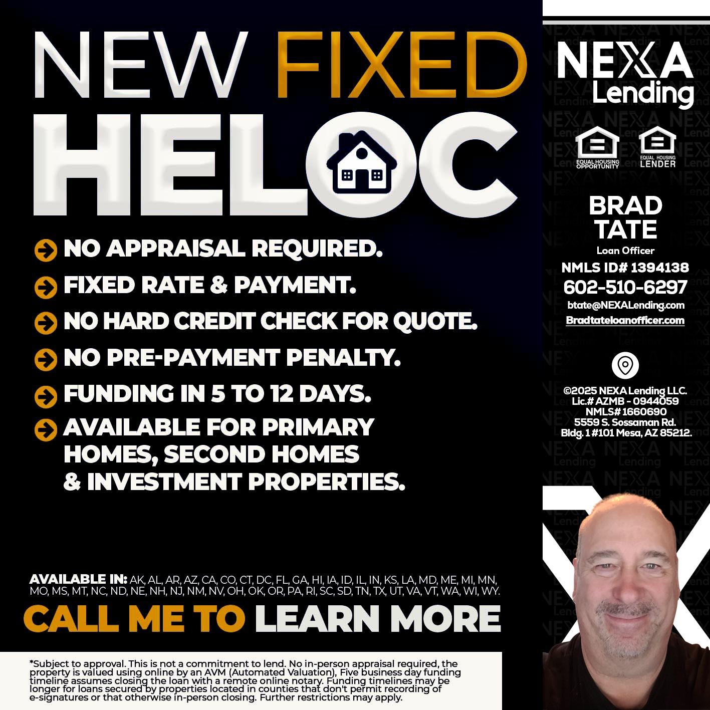 HELOC - Brad Tate -Loan Officer