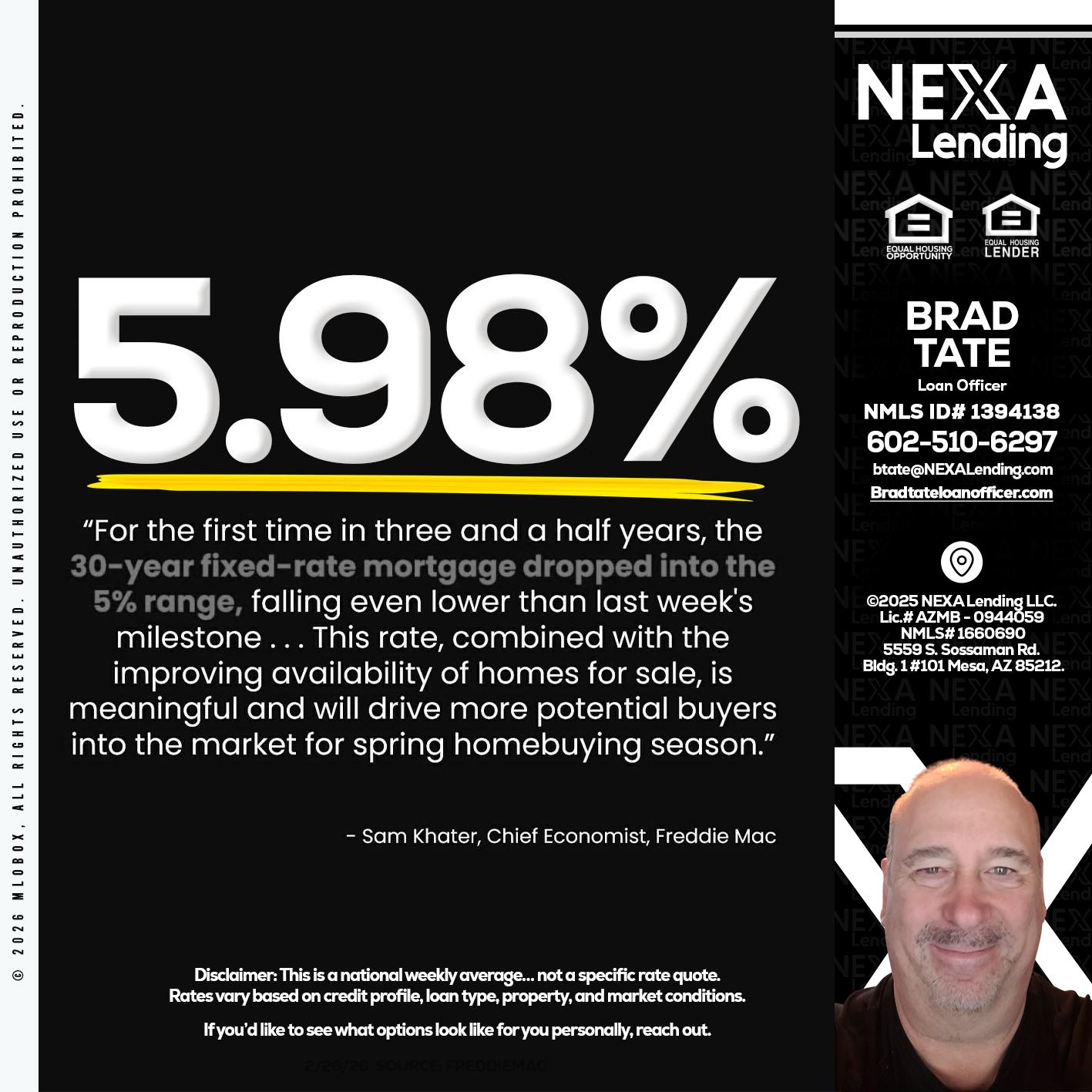 5.98% - Brad Tate -Loan Officer