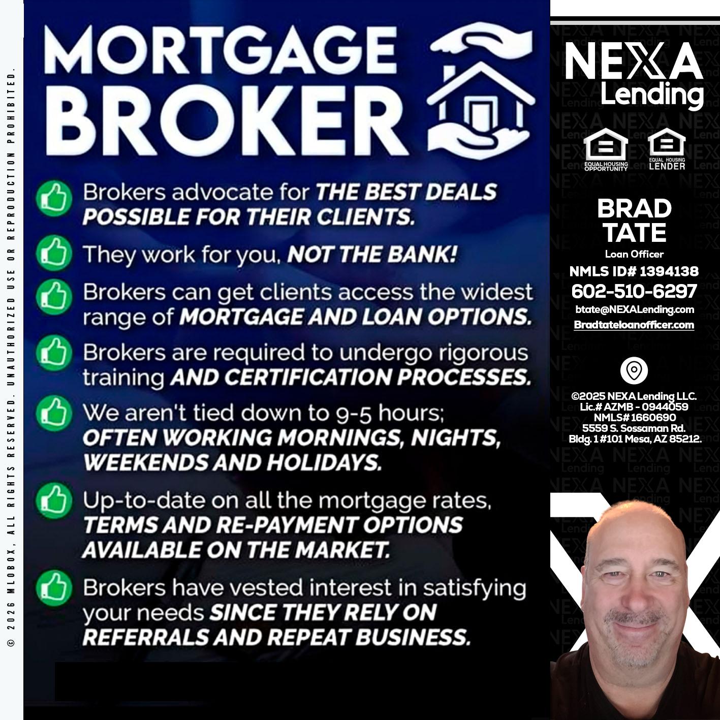 MORTGAGE BROKER - Brad Tate -Loan Officer