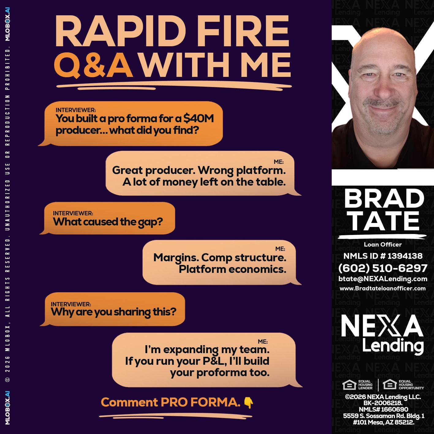 RAPID FIRE - Brad Tate -Loan Officer