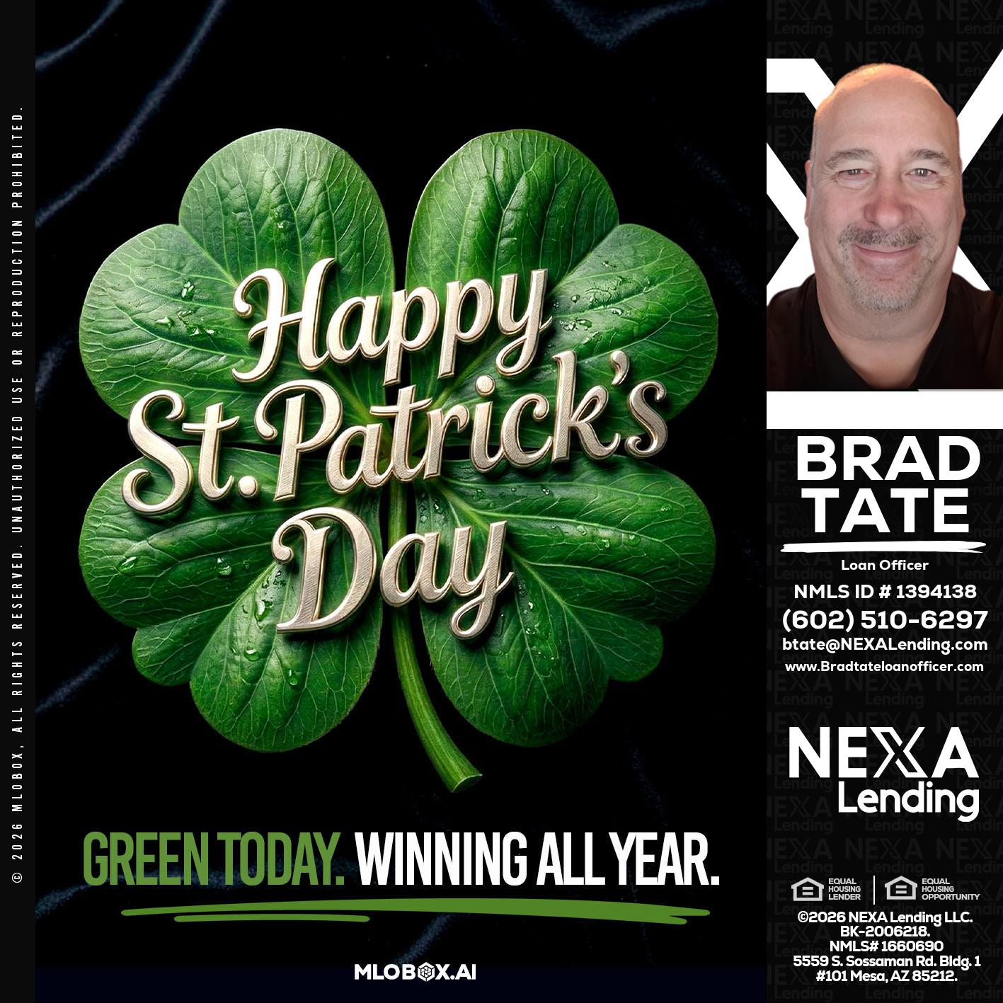 happy st. Patricks day - Brad Tate -Loan Officer