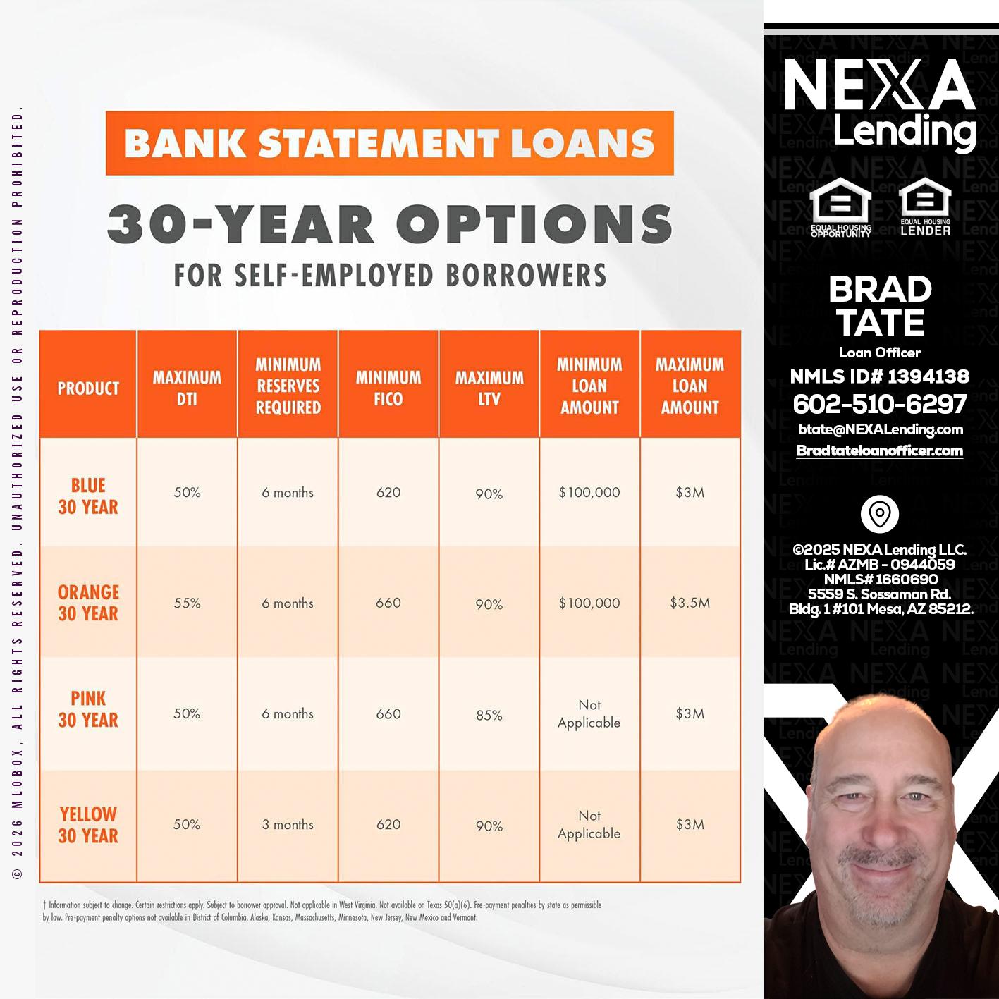30 YEARS OPTIONS - Brad Tate -Loan Officer