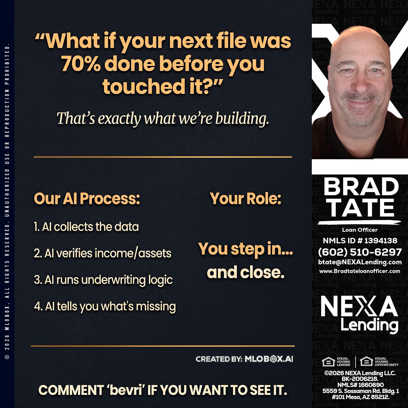 WHAT IF YOUR - Brad Tate -Loan Officer