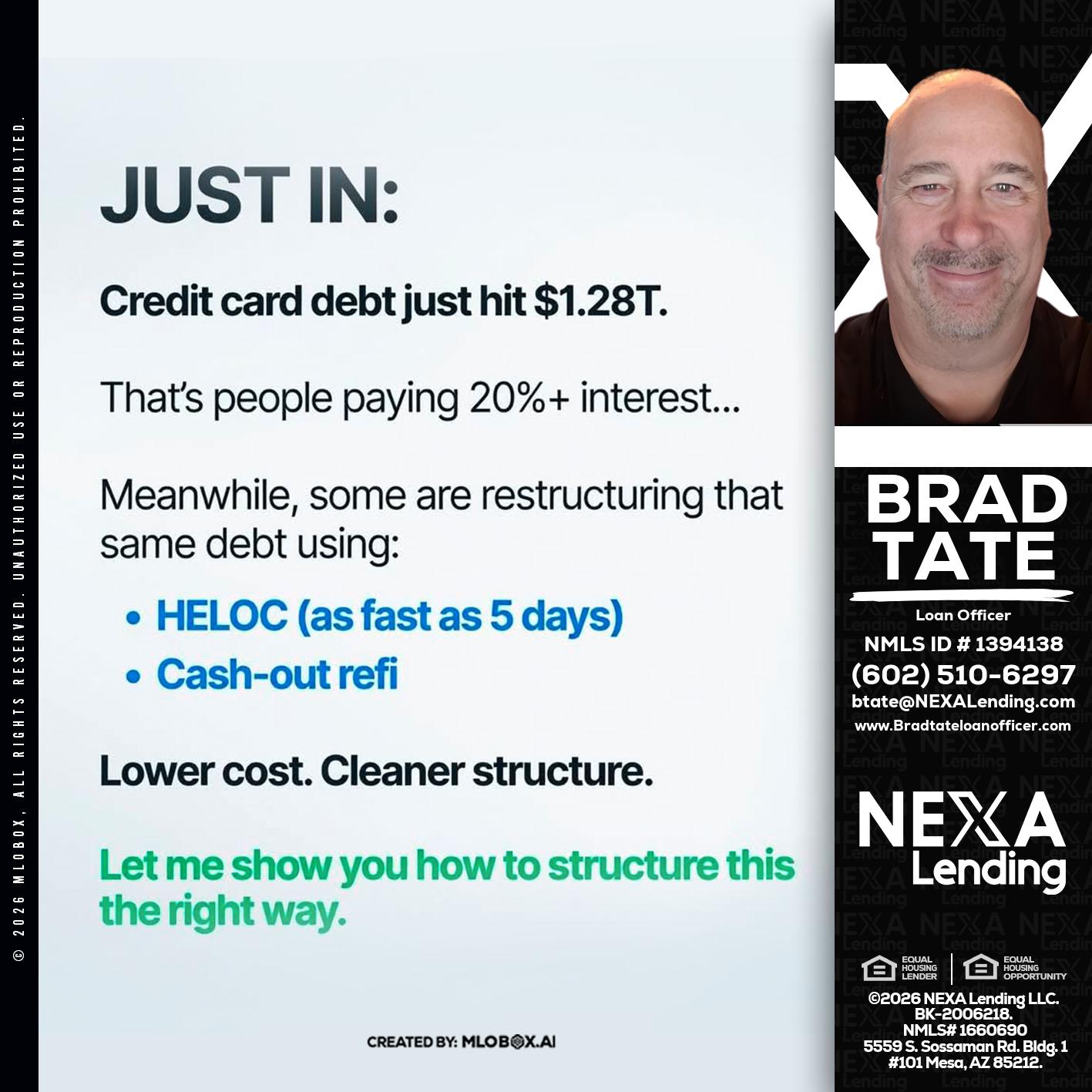 JUST IN - Brad Tate -Loan Officer