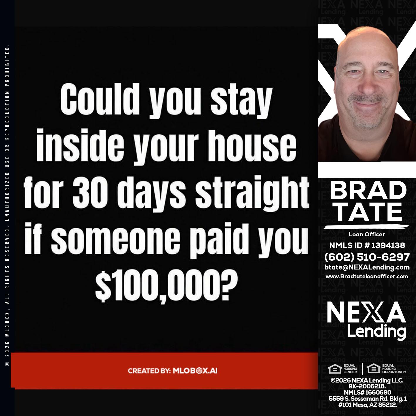 COULD YOU STAY - Brad Tate -Loan Officer