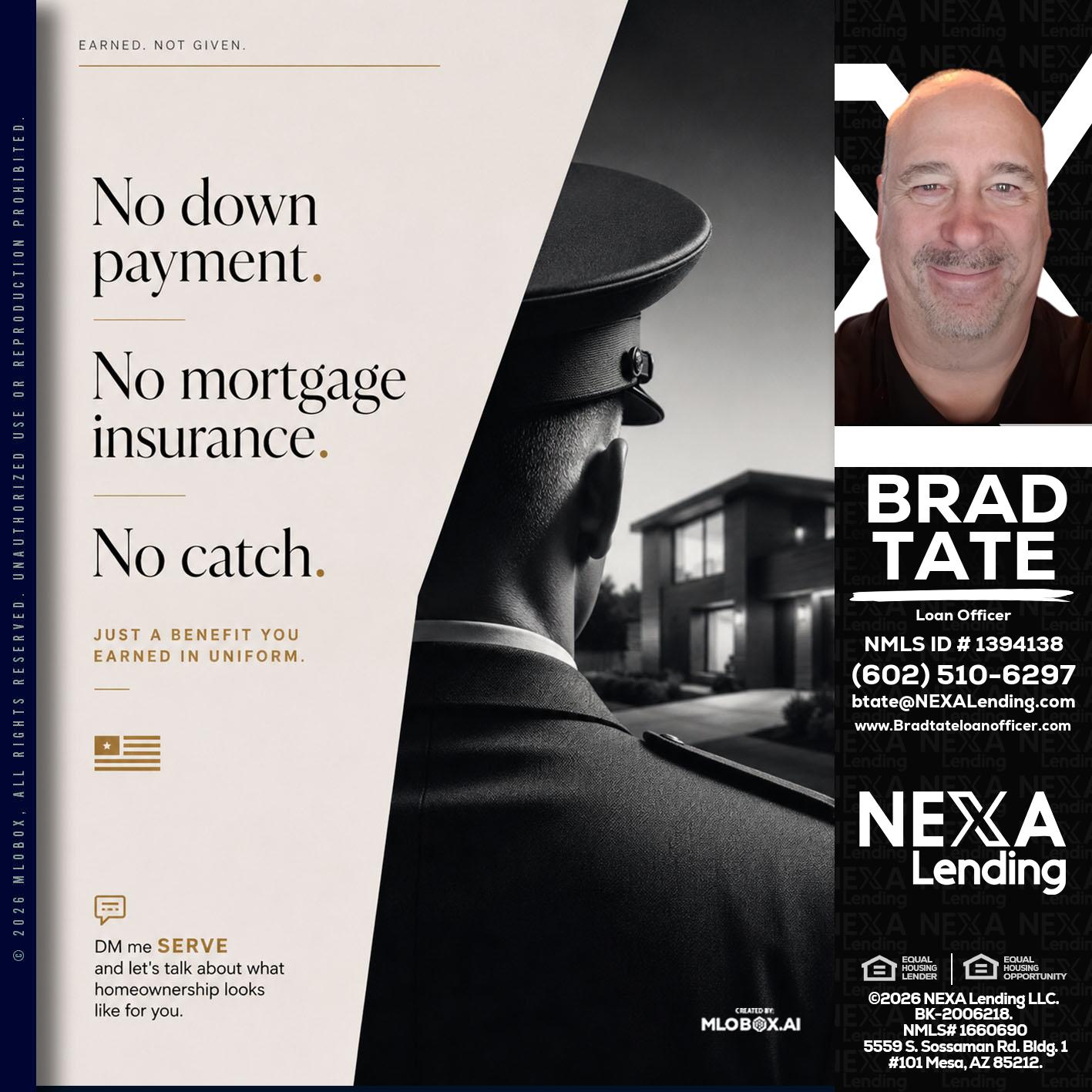 NO DOWN PAYMENT - Brad Tate -Loan Officer