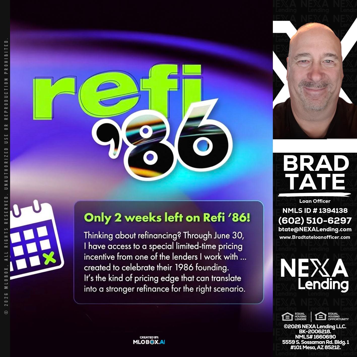 REFI 86 - Brad Tate -Loan Officer