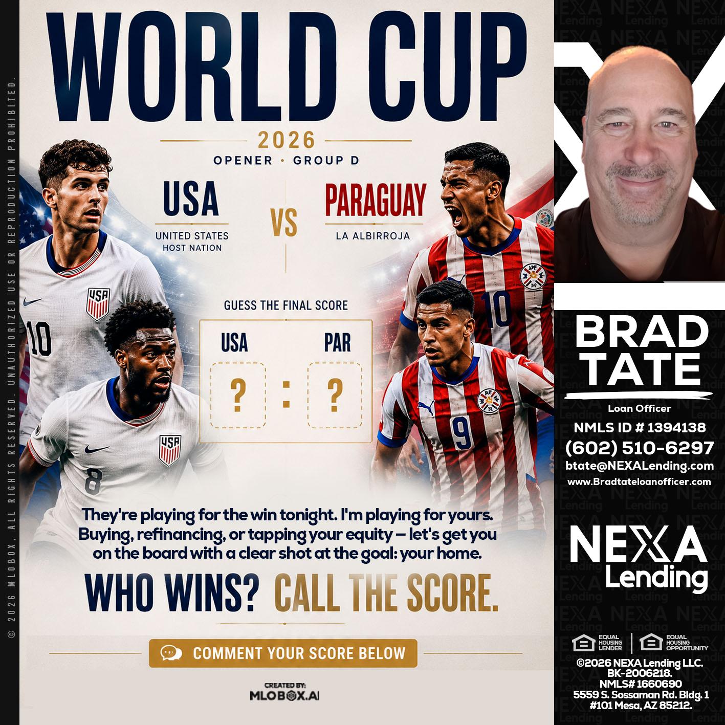 WORLD CUP 2026 - Brad Tate -Loan Officer