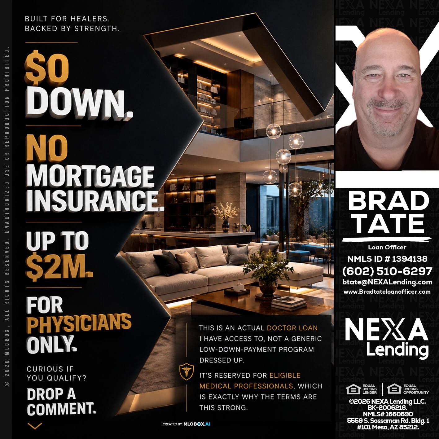 $0 DOWN - Brad Tate -Loan Officer