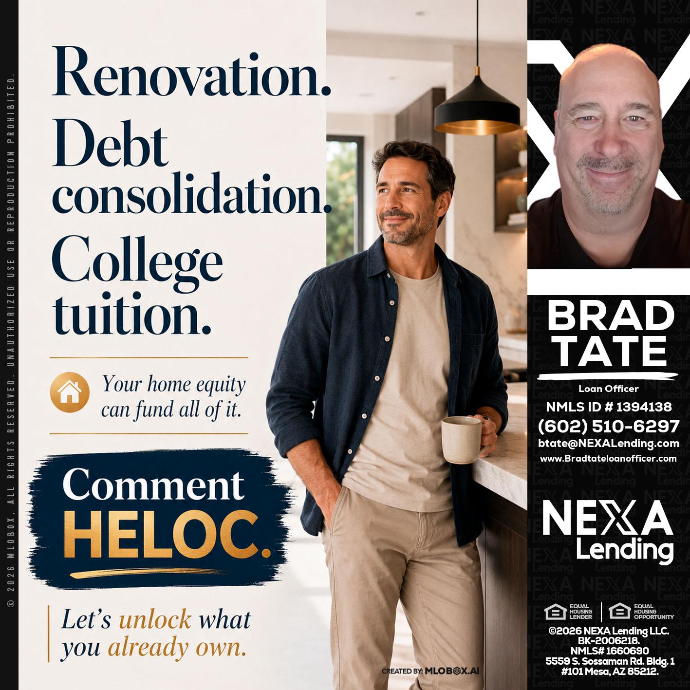 RENOVATION DEBT - Brad Tate -Loan Officer