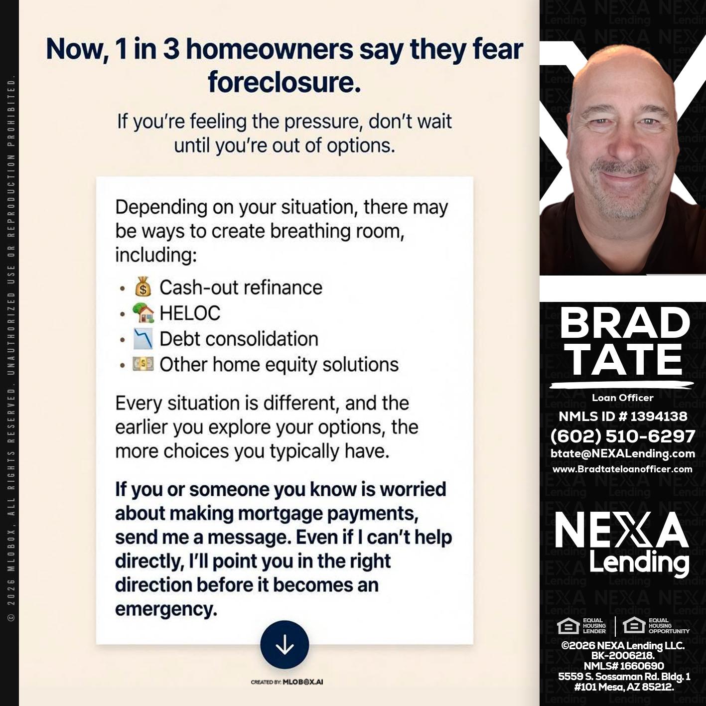 NOW, 1 IN 3 - Brad Tate -Loan Officer