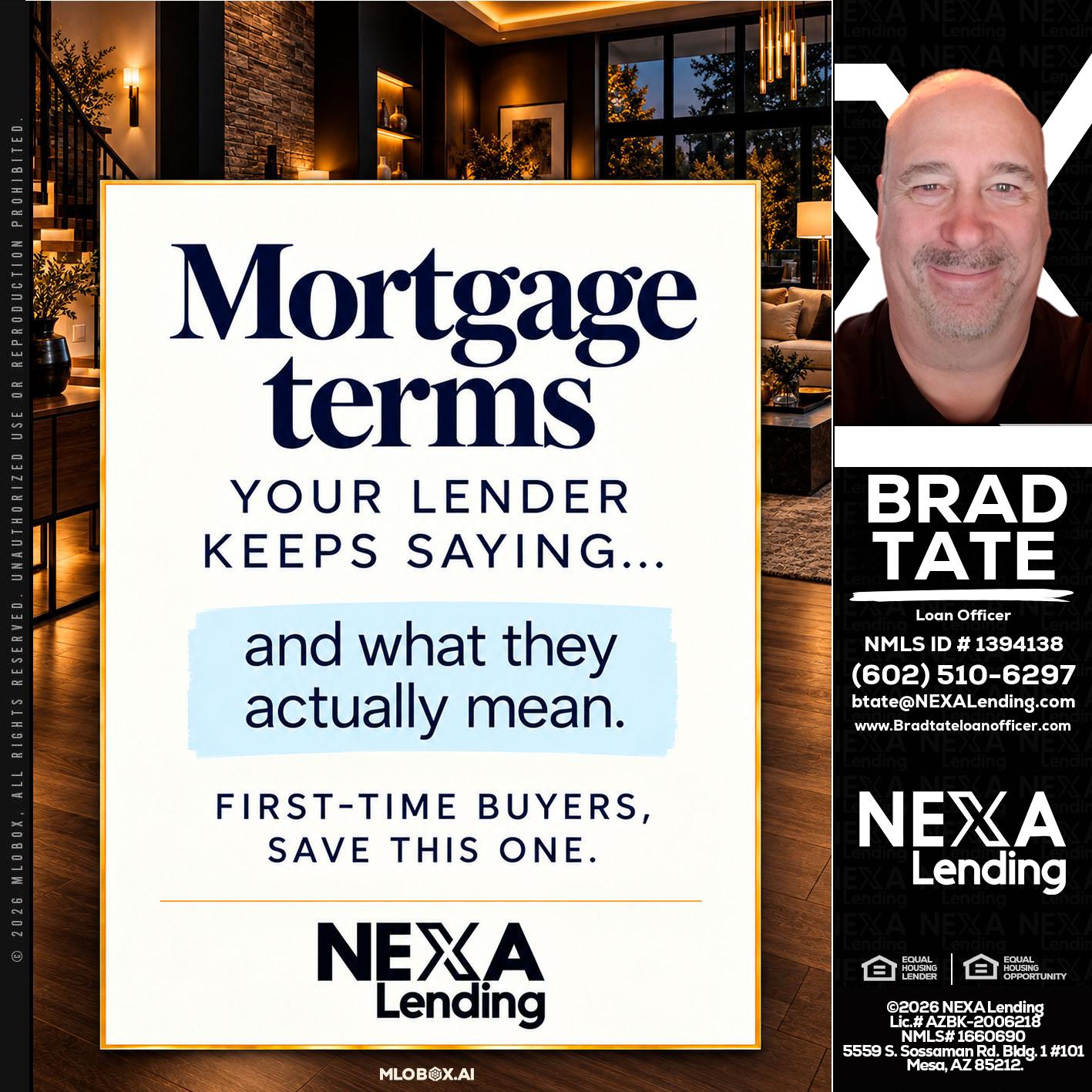 mortgage terms - Brad Tate -Loan Officer