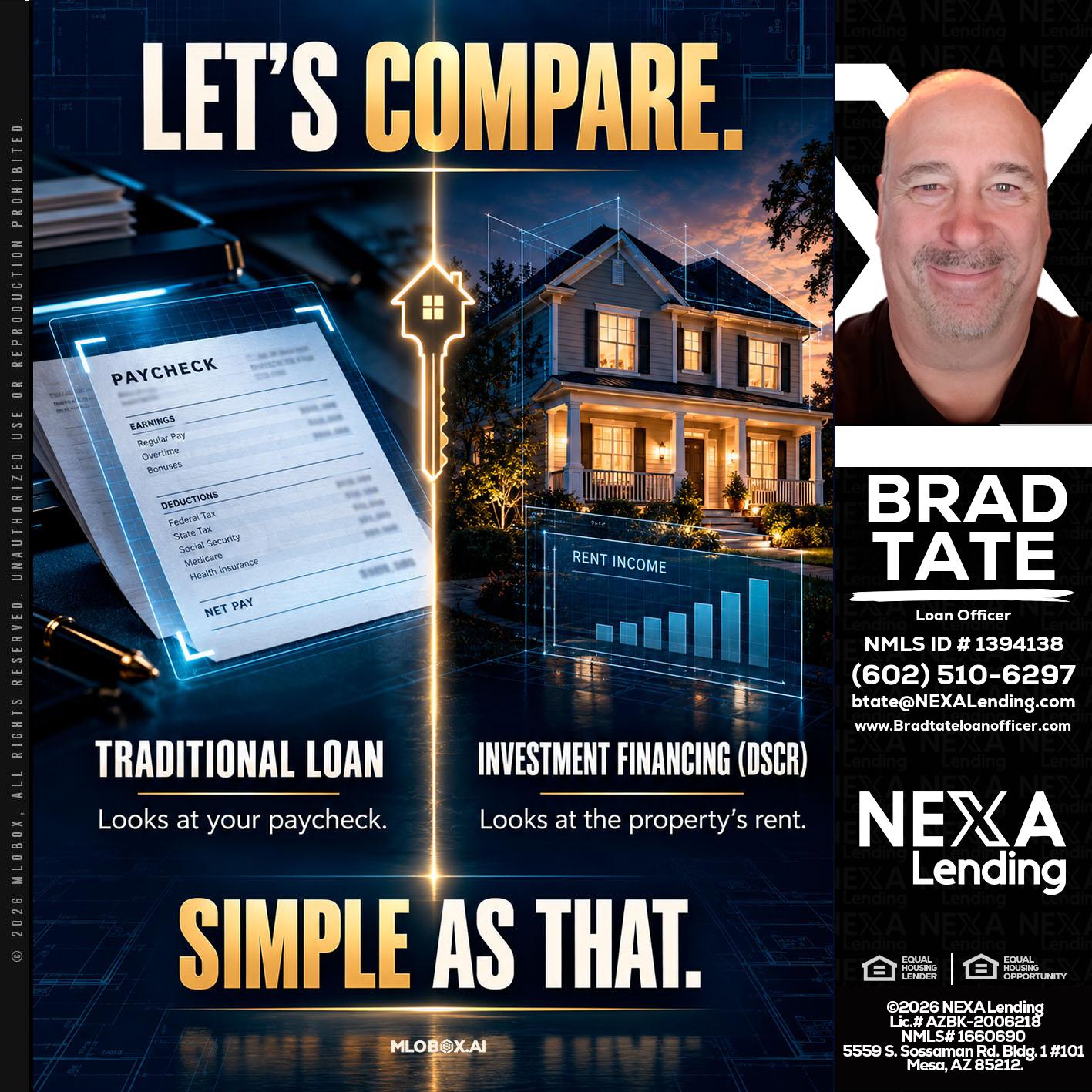 lets compare - Brad Tate -Loan Officer